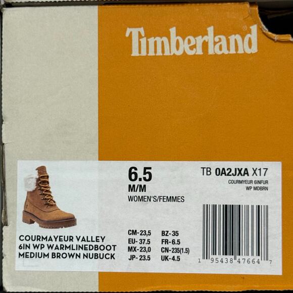 TIMBERLAND Women's 6.5 COURMAYEUR VALLEY 6IN Faux Fur WP Boot Wheat TB0AJXAX17 - Picture 7 of 7